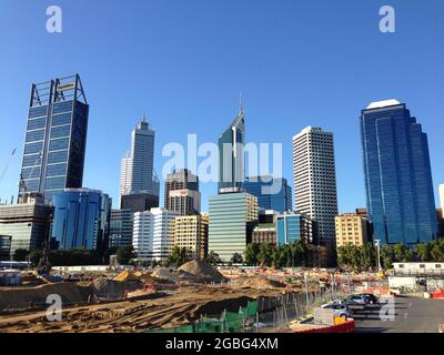 Construction area in Elizabeth Quay Perth Stock Photo - Alamy