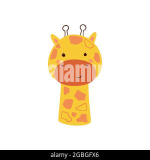 Cute giraffe. Animal kawaii character. Funny little giraffe face. Vector hand drawn illustration isolated on white background Stock Vector