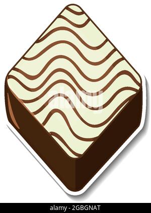 Chocolate brownie sticker isolated on white background illustration Stock Vector