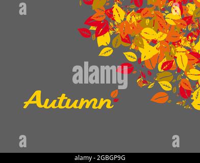 autumn background, red and yellow leaves on a gray background with a place under the title. Vector illustration Stock Vector