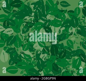 abstract background of green leaves, chaotic spots. Vector illustration Stock Vector