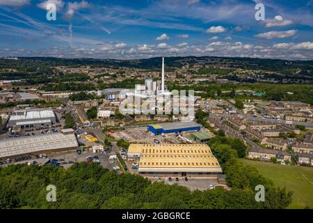 Aerial Drone View Of Huddersfield West Yorkshire Stock Photo
