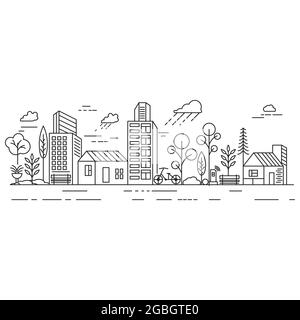 City Building Line art Vector icon design illustration Template Stock Vector