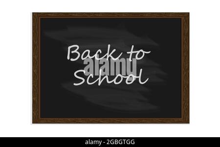 Blackboard background in a wooden frame.Back to school on a black chalkboard Stock Vector