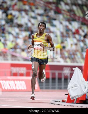 Mohamed MOHUMED (GER), Action, Athletics, Men's 5000m, Men's 5000m, on August 3rd, 2021 Olympic Summer Games 2020, from July 23rd. - 08.08.2021 in Tokyo/Japan. Stock Photo