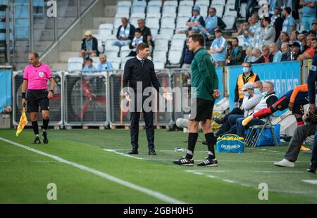 Malmo, Sweden. 03rd Aug, 2021. Head coach Steven Gerrard of Rangers FC seen during the Champions League qualification match between Malmö FF and Rangers FC at Eleda Stadion in Malmö. (Photo Credit: Gonzales Photo/Alamy Live News Stock Photo