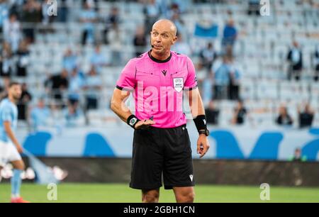 Malmo, Sweden. 03rd Aug, 2021. Referee Szymon Marciniak seen in action during the Champions League qualification match between Malmö FF and Rangers FC at Eleda Stadion in Malmö. (Photo Credit: Gonzales Photo/Alamy Live News Stock Photo