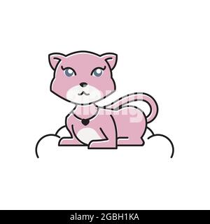 Cute Cat Playing On Pillow Cartoon Vector Icon Illustration