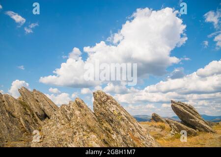 Eroded rocks. La Hiruela mountain pass, Sierra del Rincon, Madrid province, Spain. Stock Photo