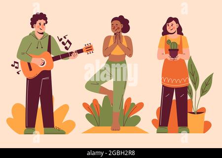 Free Vector  Hand drawn flat people hobbies