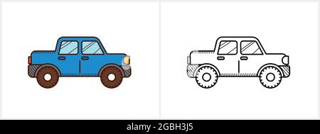 Car coloring book for kids. Car side view. Auto Stock Vector