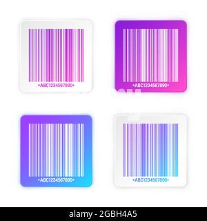 Modern colorful barcode sticker. Identification tracking code. Serial number, product ID with digital information. Store or supermarket scan labels Stock Vector