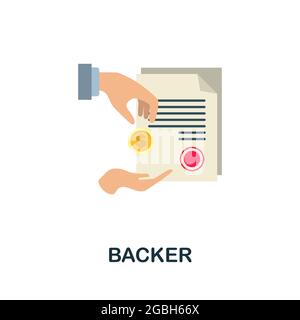 Backer flat icon. Simple sign from crowdfunding collection. Creative Backer icon illustration for web design, infographics and more Stock Vector
