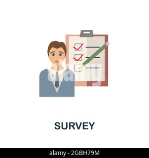 Survey flat icon. Simple sign from crowdfunding collection. Creative Survey icon illustration for web design, infographics and more Stock Vector