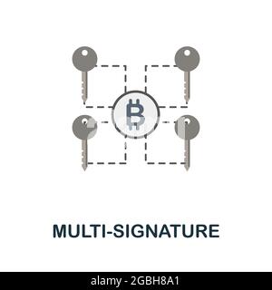 Multi-Signature flat icon. Colored sign from cryptocurrency collection. Creative Multi-Signature icon illustration for web design, infographics and Stock Vector