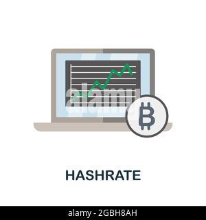 Hashrate flat icon. Colored sign from cryptocurrency collection. Creative Hashrate icon illustration for web design, infographics and more Stock Vector