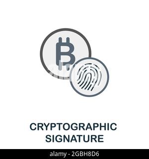 Cryptographic Signature flat icon. Colored sign from cryptocurrency collection. Creative Cryptographic Signature icon illustration for web design Stock Vector
