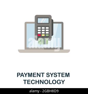 Payment System Technology flat icon. Colored sign from cryptocurrency collection. Creative Payment System Technology icon illustration for web design Stock Vector