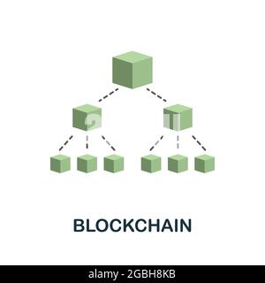 Blockchain flat icon. Colored sign from cryptocurrency collection. Creative Blockchain icon illustration for web design, infographics and more Stock Vector