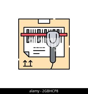 Barcode reading olor line icon. Pictogram for web page, mobile app, promo. UI UX GUI design element. Editable stroke. Stock Vector