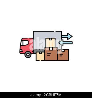 Loading unloading olor line icon. Pictogram for web page, mobile app, promo. UI UX GUI design element. Editable stroke. Stock Vector