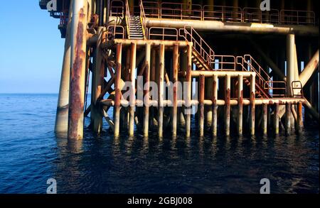 offshore platform at sea with beautiful sky and calm sea