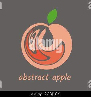 Abstract isolated apple, artistic logo. Vector illustration Stock Vector