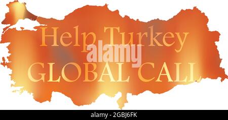 Big disaster wildfire in all regions in Turkey. Halp call for destruction of nature from fire. Vector illustration Stock Vector