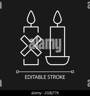 Use candleholder white linear manual label icon for dark theme Stock Vector