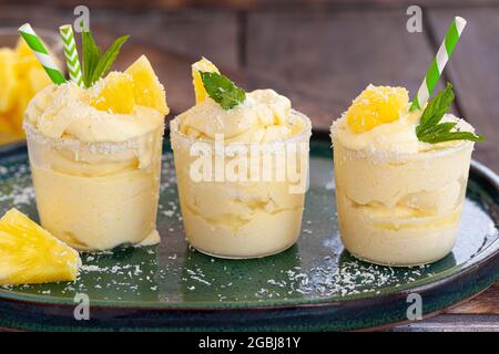 Pineapple Soft Serve Ice Cream Stock Photo