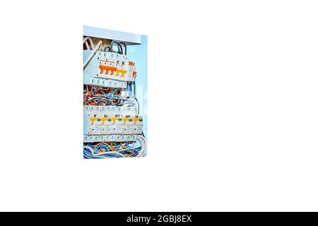 Junction box automatic machine in a new apartment Stock Photo