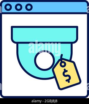 Security camera purchase RGB color icon Stock Vector