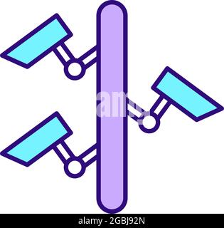 Visible security cameras RGB color icon Stock Vector