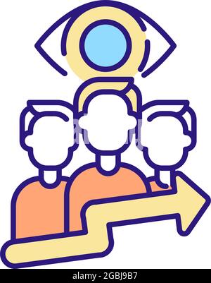 Employee monitoring RGB color icon Stock Vector
