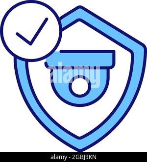 Security camera properly installed RGB color icon Stock Vector