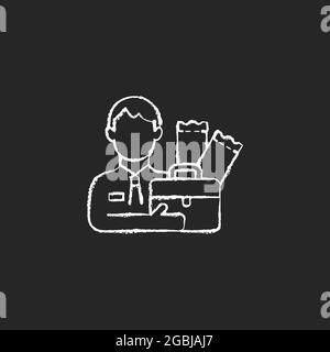 Lottery agent chalk white icon on dark background Stock Vector