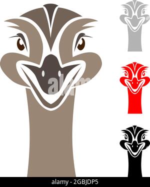 Head ostrich on a white background. Easy editable layered vector illustration. Wild Animals. Stock Vector