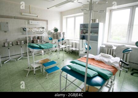 Belarus, the city of Gomil, May 31, 2021. City Hospital. The empty ward of the maternity hospital. Stock Photo