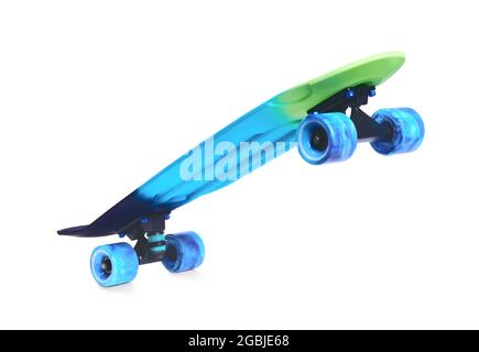 rainbow plastic Penny board skateboard isolated on white background Stock Photo