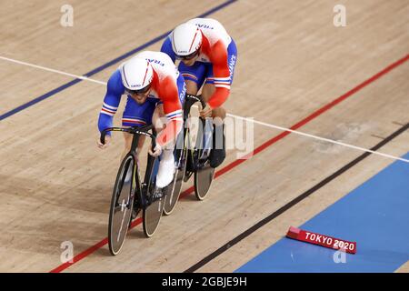 Izu, Japan, 04/08/2021, 118 GRENGBO Florian / 122 VIGIER Sebastian / 199 HELAL Rayan (FRA) during the Olympic Games Tokyo 2020, Cycling Track Men's Team Sprint Finals For Bronze on August 3, 2021 at Izu Velodrome in Izu, Japan - Photo Photo Kishimoto / DPPI Stock Photo