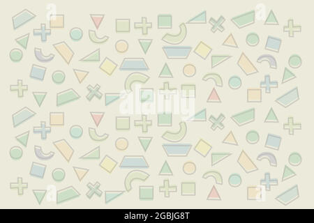 Seamless abstract pattern, flat vector of geometric colorful shapes and figures Stock Vector