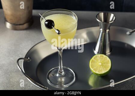 Cold Refreshing Last Word Gin Cocktail with Lime Stock Photo