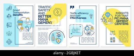 Smart transportation advantages brochure template. Flyer, booklet, leaflet print, cover design with linear icons. Vector layouts for presentation, ann Stock Vector