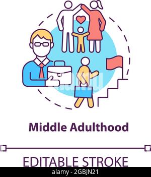 Middle adulthood concept icon Stock Vector