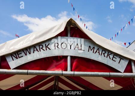 Detail from a stall, Royal Market square, Newark on Trent, Nottinghamshire, England. Stock Photo