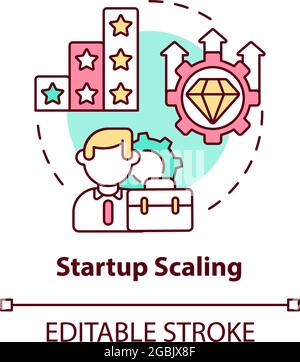 Startup scaling concept icon. Business growth. Company development and successful management.Project abstract idea thin line illustration. Vector isol Stock Vector