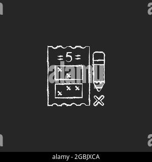 Five digit lottery game chalk white icon on dark background Stock Vector