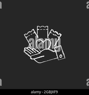 Charitable lottery game chalk white icon on dark background Stock Vector