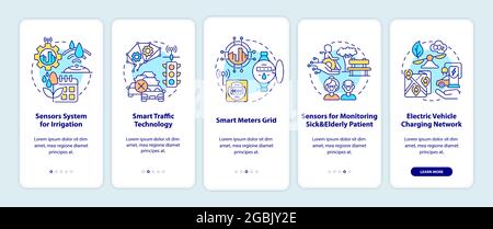 Smart city projects onboarding mobile app page screen Stock Vector