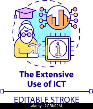 Extensive use of ICT concept icon Stock Vector